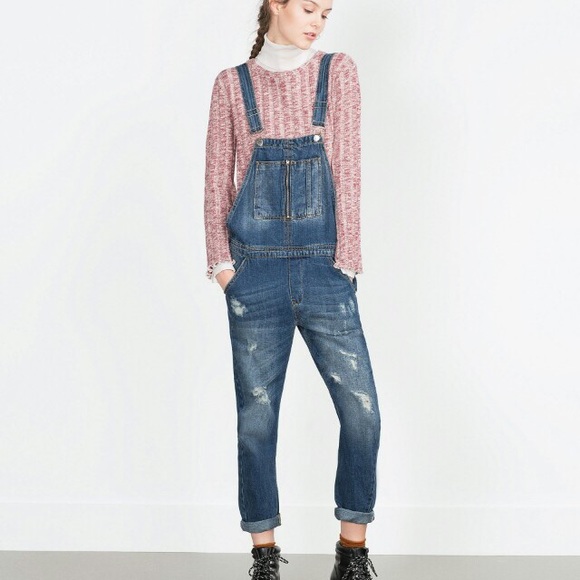 Zara Denim distressed overall Size Small - Picture 1 of 10